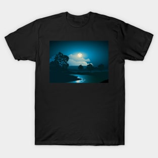 Peaceful Night D20 Dice Moon Tabletop RPG Maps and Landscapes T-Shirt